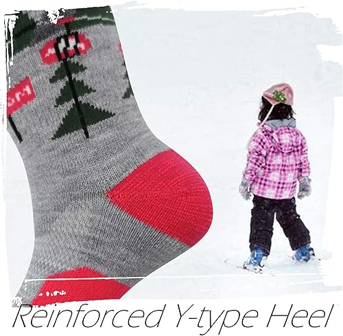 Miniatura 4 de HIGHCAMP 2 Pairs Kids Merino Wool Ski Snowboard Socks Boy Girl Toddler Winter Snow Socks