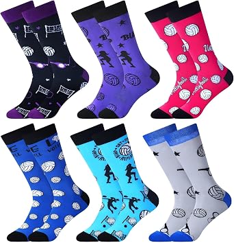 Xaatren 6 Pairs Novelty Bowling Golf Volleyball Soccer Baseball Softball Hockey Sock Men Women Funny Sport Christmas Day Gift