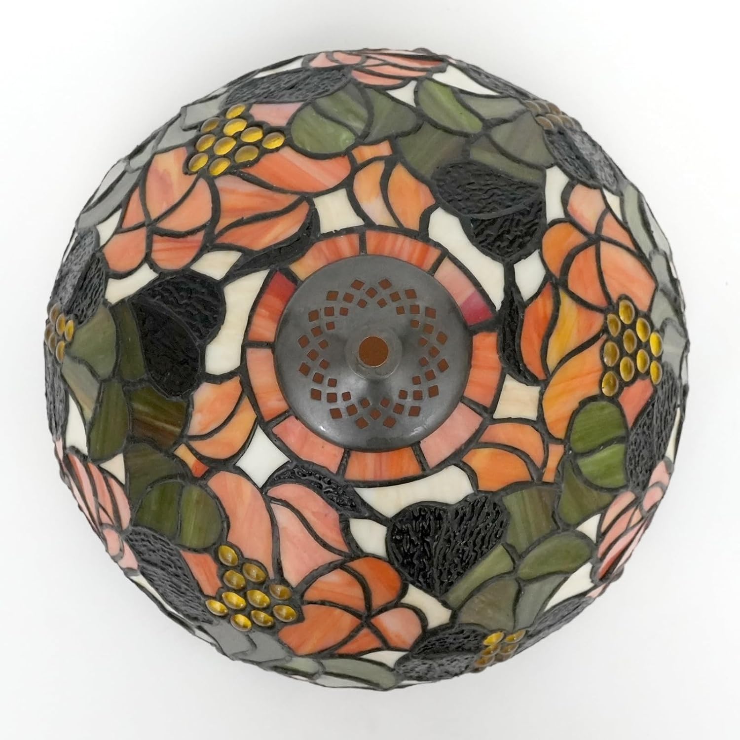 Tiffany Style Lamp Shade 12 Inch Stained Glass Lampshade Replacement Maple Leaf Grapes Ceiling Light Shade for Table Lamps Pendant Light Floor Lamp Handcrafted Vintage Home Deco