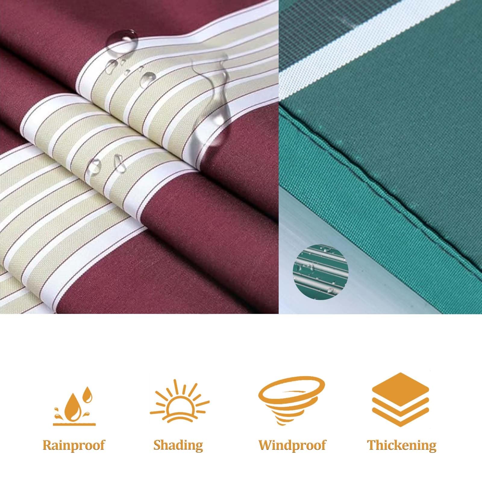 Ausziehbares Markisen-Ersatzgewebe – Outdoor-Terrassen-Sonnenschutz – 4,9 x 3,6 m, 3,6 x 3 m, 3 x 2,4 m, 2,4 x 2 m – rote Markise für Wohnwagen und Fenster