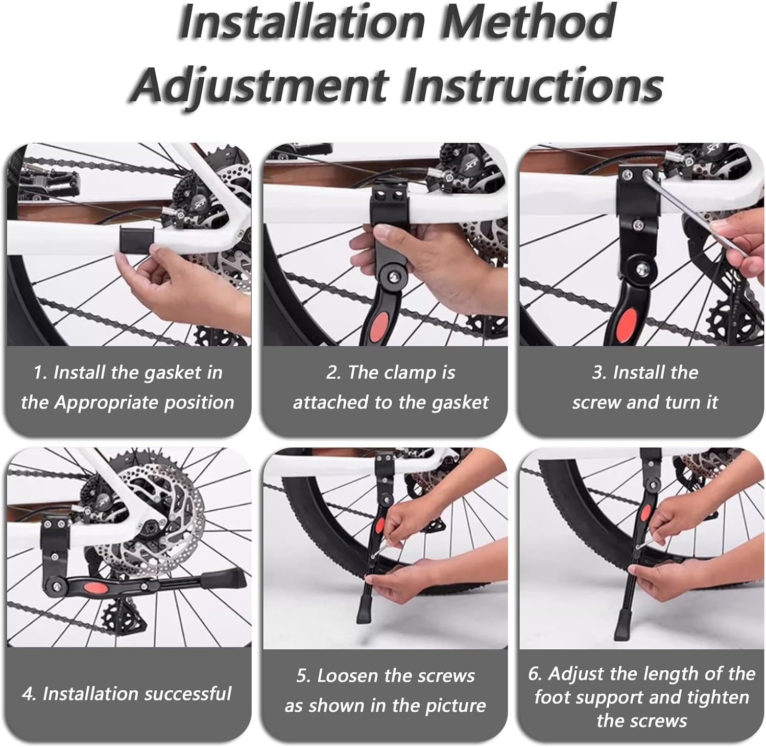 Bike Kickstand for Fuji Sportif 2010-2018 2019 2020 2021 2022 2023 2024 2025 2026, Non-Slip Alloy Adjustable Rear Side Bicycle Kick Stand Non-Slip Foot for 22" to 27.5" Wheels