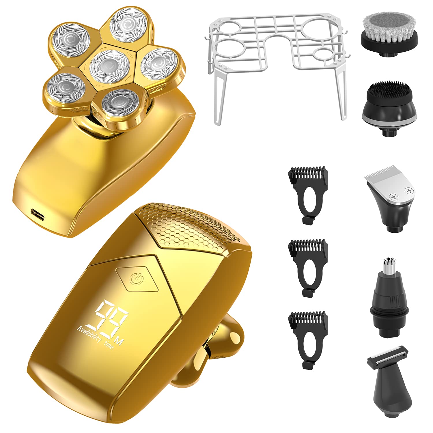 Buy ComfortIBot Upgraded 6 in 1 Gold Head Shaver for Men with Matching