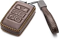 Vista 2 de Vitodeco Funda de cuero genuino para llavero inteligente compatible con Land Rover Discovery, Range Rover, Defender 2017 - 2023 (5 botones, marrón)