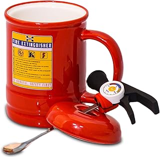 ZONSUSE Personalised Extinguisher Mug, Creative Shaped Coffee Cup, Novelty Office Mugs, Unusual Gift Mug, Funny gifts for Men Women Colleagues Friend Husband Birthday Holiday Anniversary 400ml (B-Red)