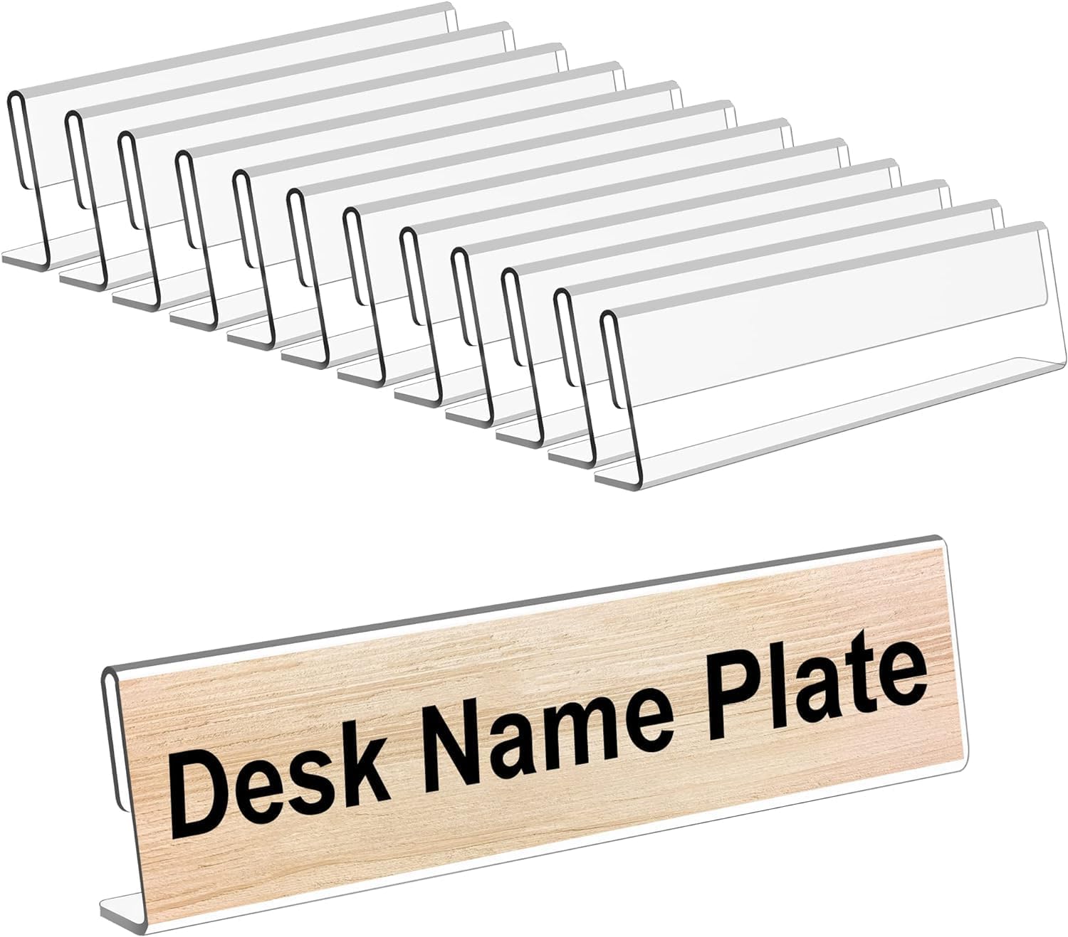3star Acrylic Plates for Desks,Horizontal Slant Back 2x8 Sign Holder for Table Display,Plastic Name License Plate Holder for Office Classroom Teacher Kids Woman Man,Blank (10pcs)