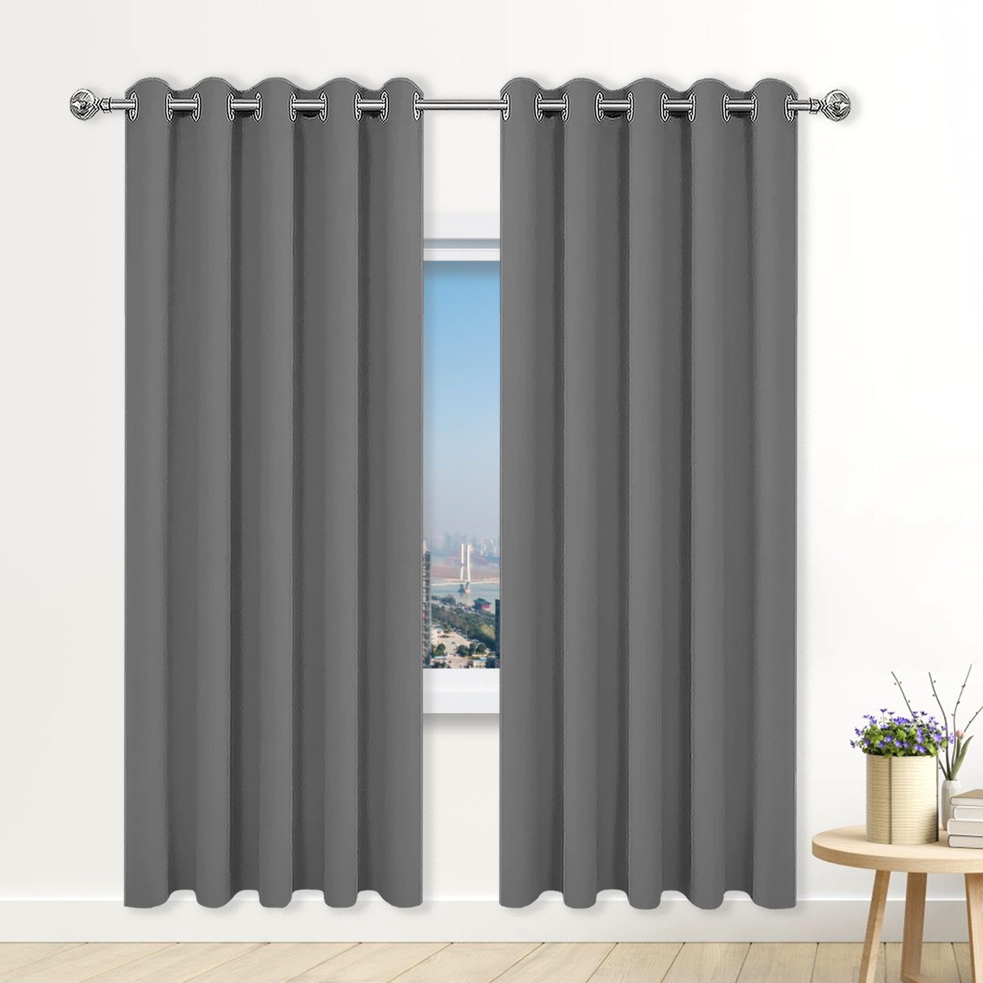 Gardinen Vorhänge Blickdicht 550 x 240 cm Einfarbige/Winter Extra Warm/Modern Gardinen Lärmschutzvorhang Vielen Farben Und Größen für Hotels Schlafzimmer, 1Er Set, Dunkelgrau