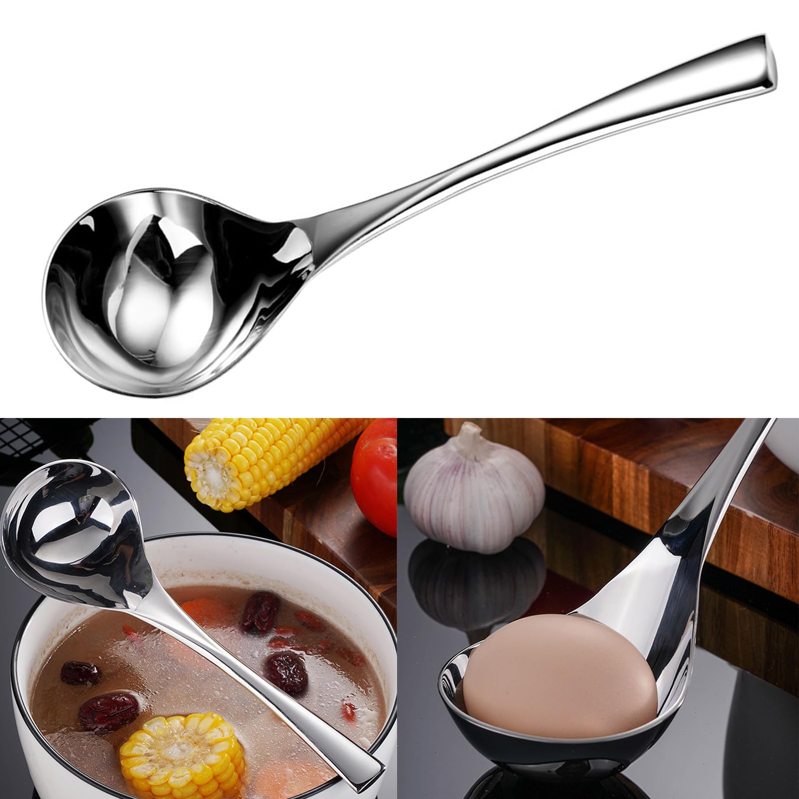 Large Capacity Serving Spoon Functional Stainless Steel Large Soup Spoon For Cooking And Serving In Hotel