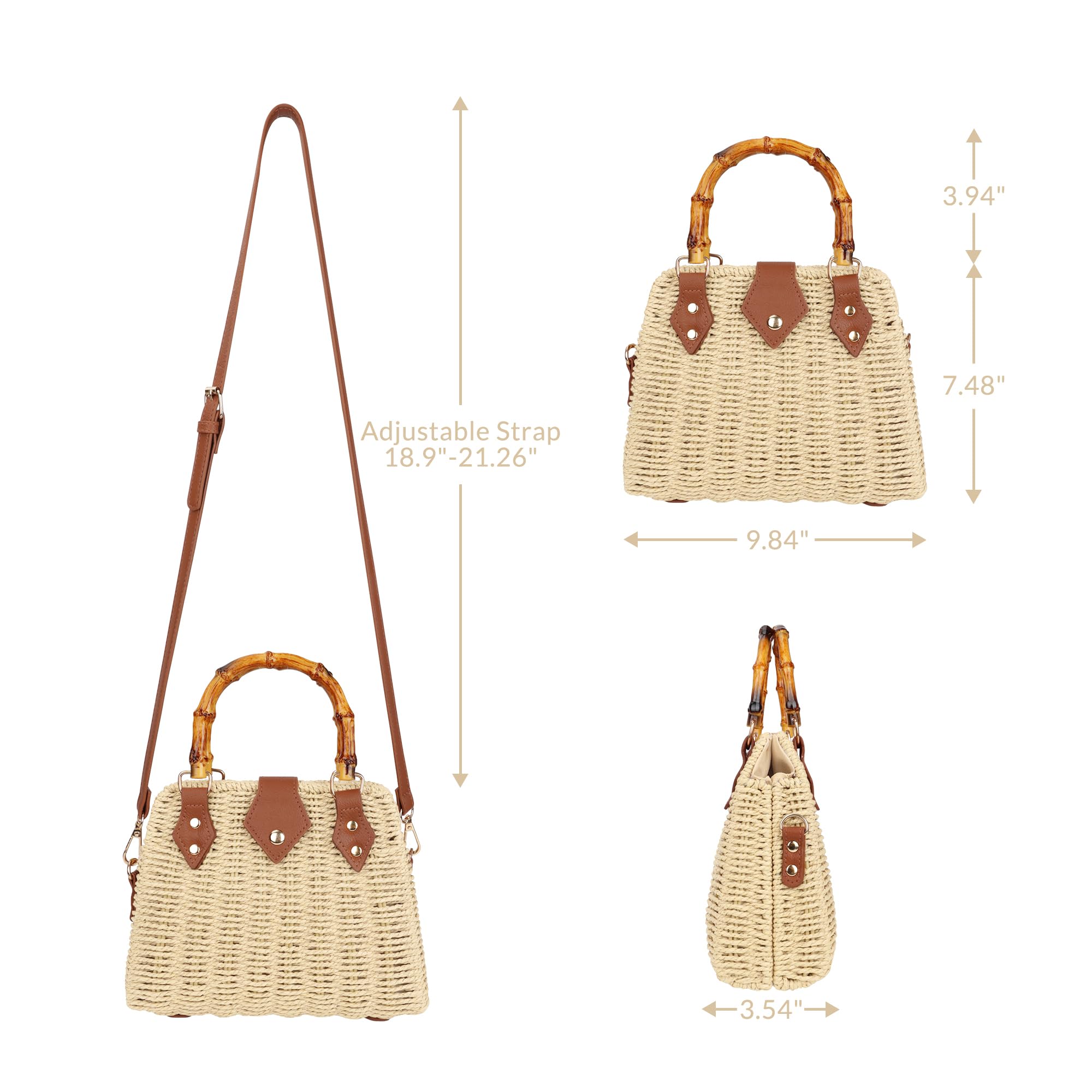 Bolso de playa de paja para mujer, bolso cruzado hecho a mano, bolso de hombro tejido con asa superior para el verano