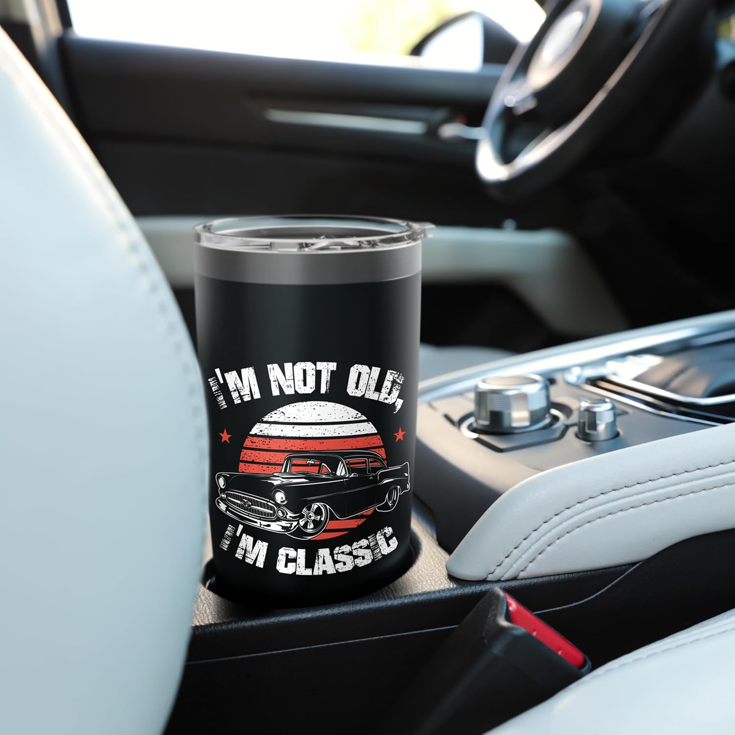 I'm Not Old I'm Classic Funny Car Graphic Dad Grandpa Stainless Steel Insulated Tumbler - Image 6