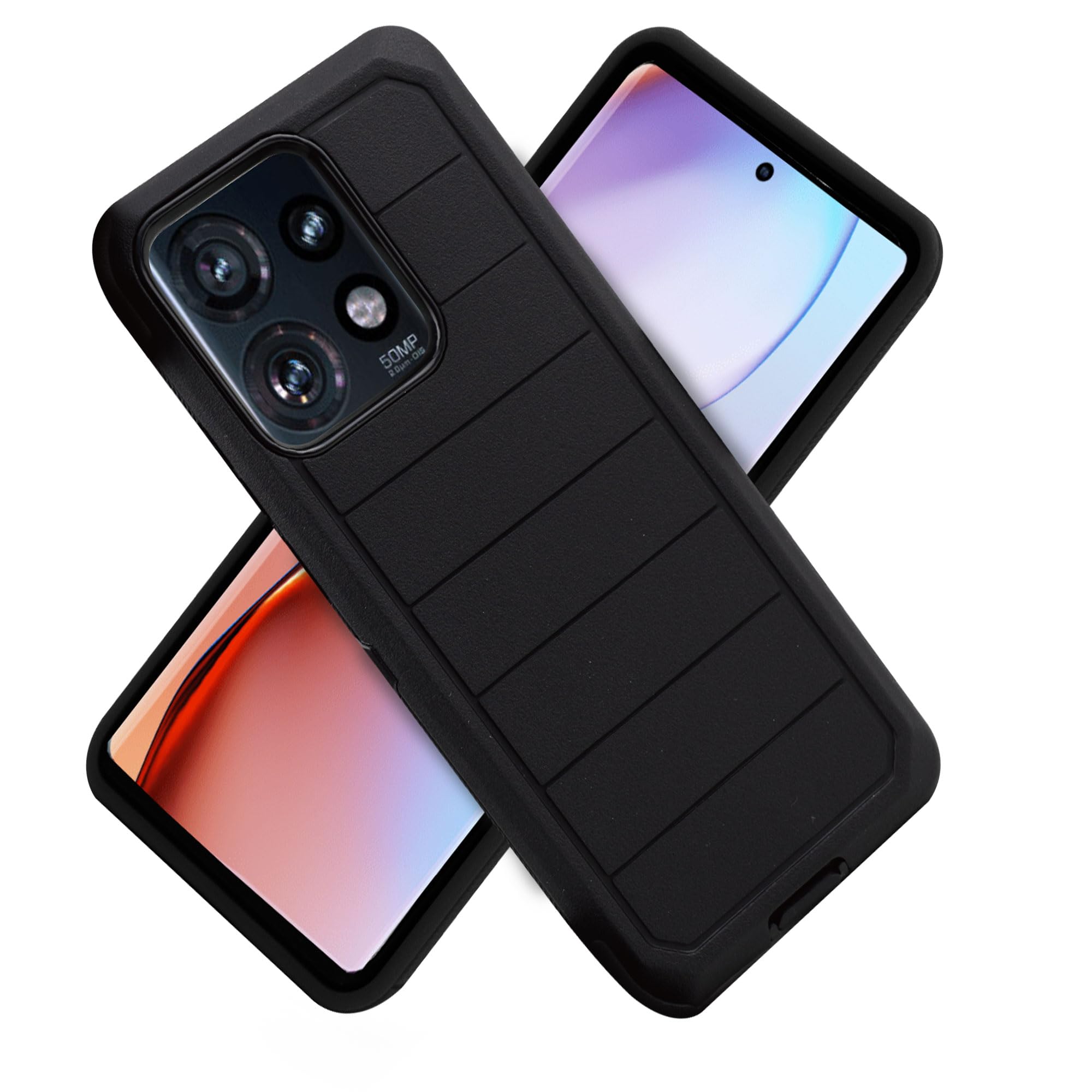 ThousandGear Compatible for Moto Motorola Edge 2023/Edge 40 Case with Clip Belt Holster, Heavy Duty Military Grade Drop Protective Case No Screen Protector (Pro Black)