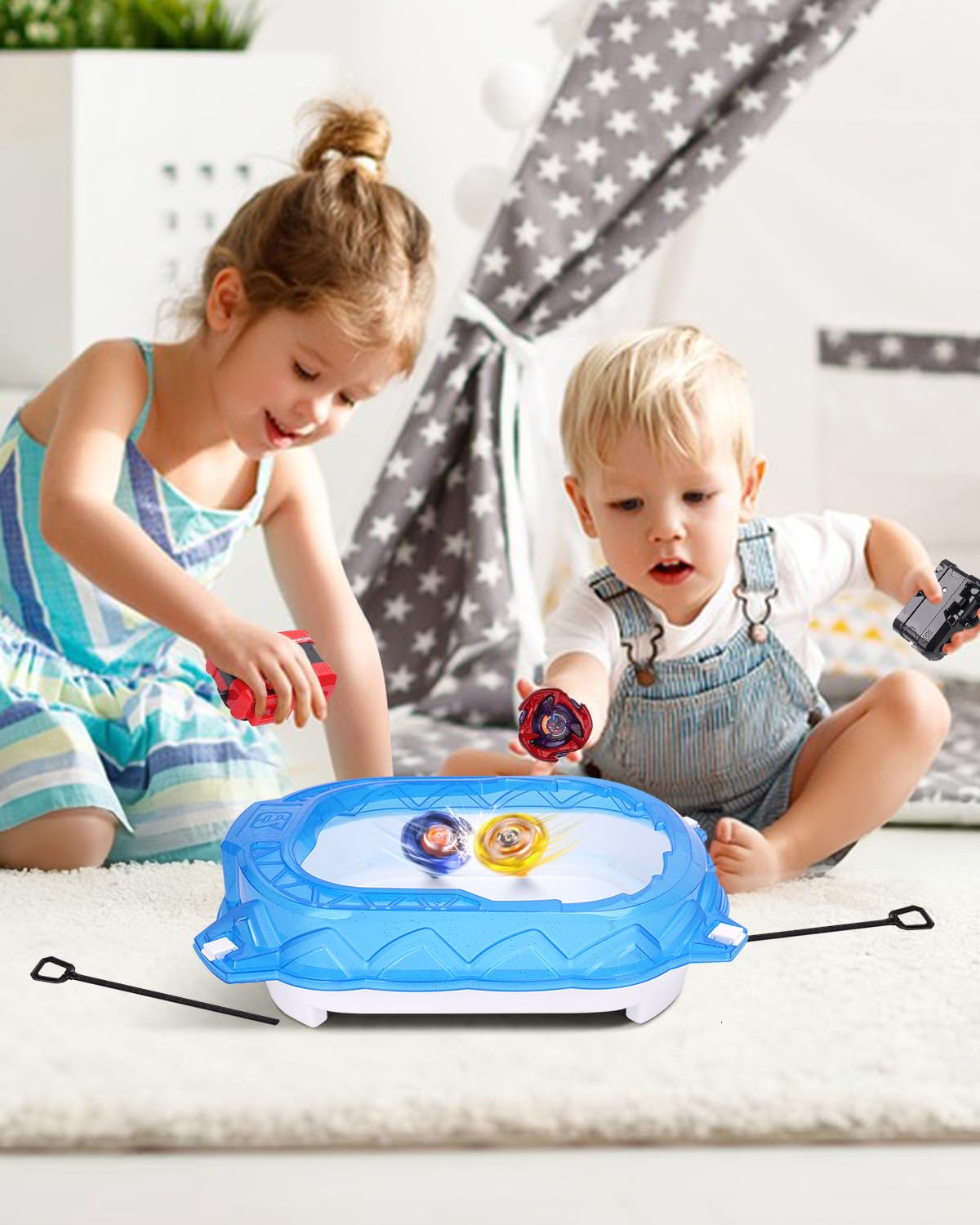 Kit de Inicio X Stadium – Arena con 6 Gyro Tops, 2 Lanzadores, Pista de Aceleración & Techo Protector. Regalo para Niños Desde 6 años