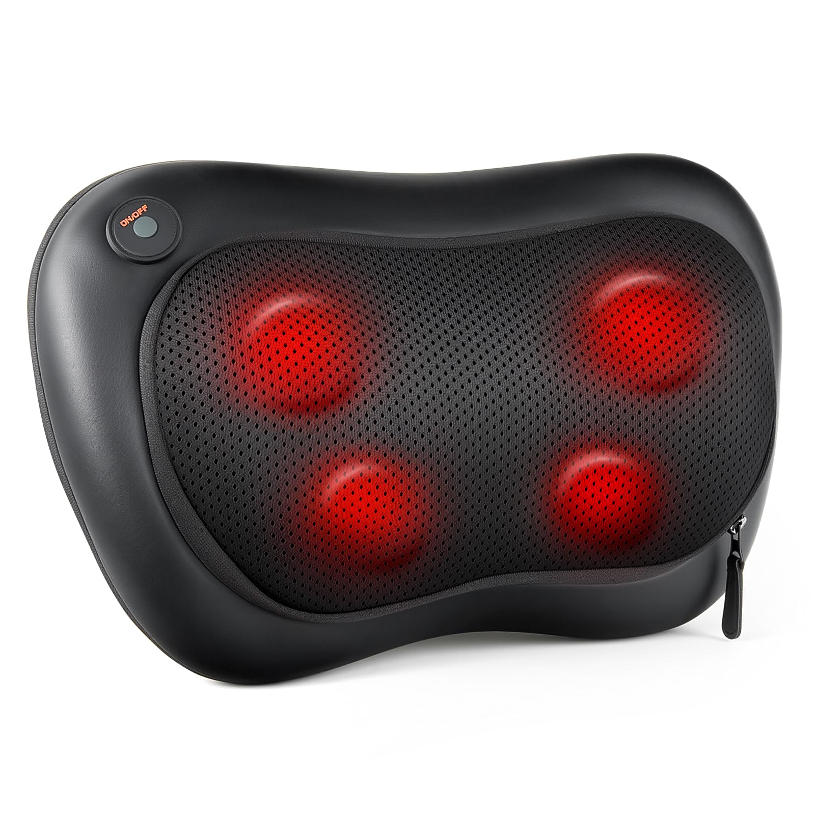 ALLJOY Cojín Masajeador Cervical y Espalda, Masaje Shiatsu Cuello Lumbar con Calor, Masajeador Electrico 3 Niveles con 4 Nodos Rotación 3D, Regalos para Mujeres Hombres para Coche Hogar Oficina
