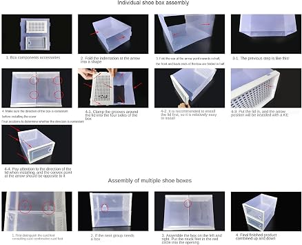 Wttfc Shoe Storage Boxes, 12 Pack Clear Plastic Stackable Shoe Organizer Sneaker Boot Shoe Display Case for Closet Collection Storage Shoe Boxes with Transparent Doors and Vents,White [Energy Class A]