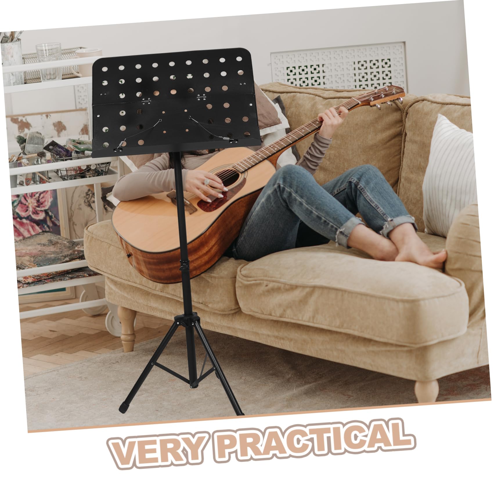 Toyvian Pupitre Portable Support Pliable Et Réglable En Hauteur Pour Partitions Idéal Pour Les Voyages La Pratique Du Piano Guitare De L'Orchestre Des Performances