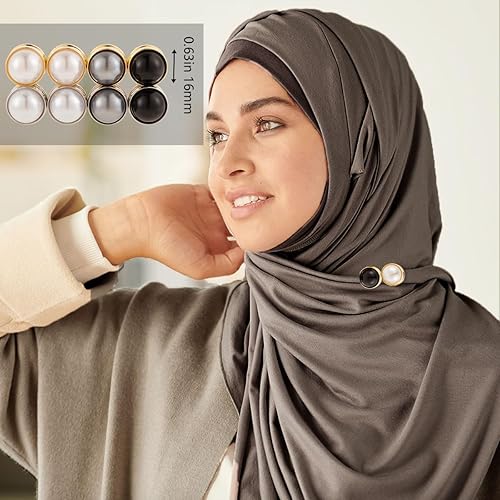 Miniatura 5 de Imanes de hiyab fuertes con perlas de seguridad magnética para ropa, bufandas, imán de hiyab Niqab para mujeres y niñas, Plata Perla
