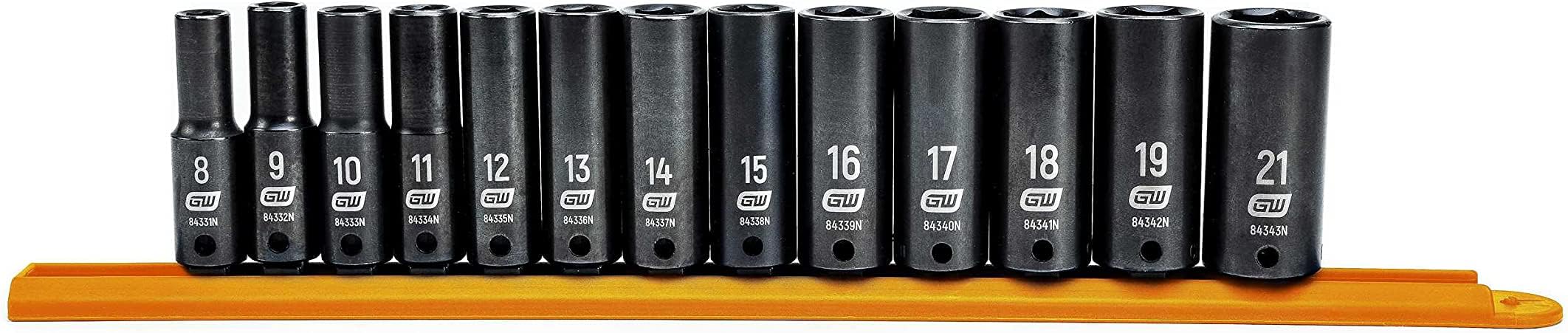 GEARWRENCH 13 Pc. 3/8" Drive 6 Pt. Deep Impact Socket Set, Metric - 84914N