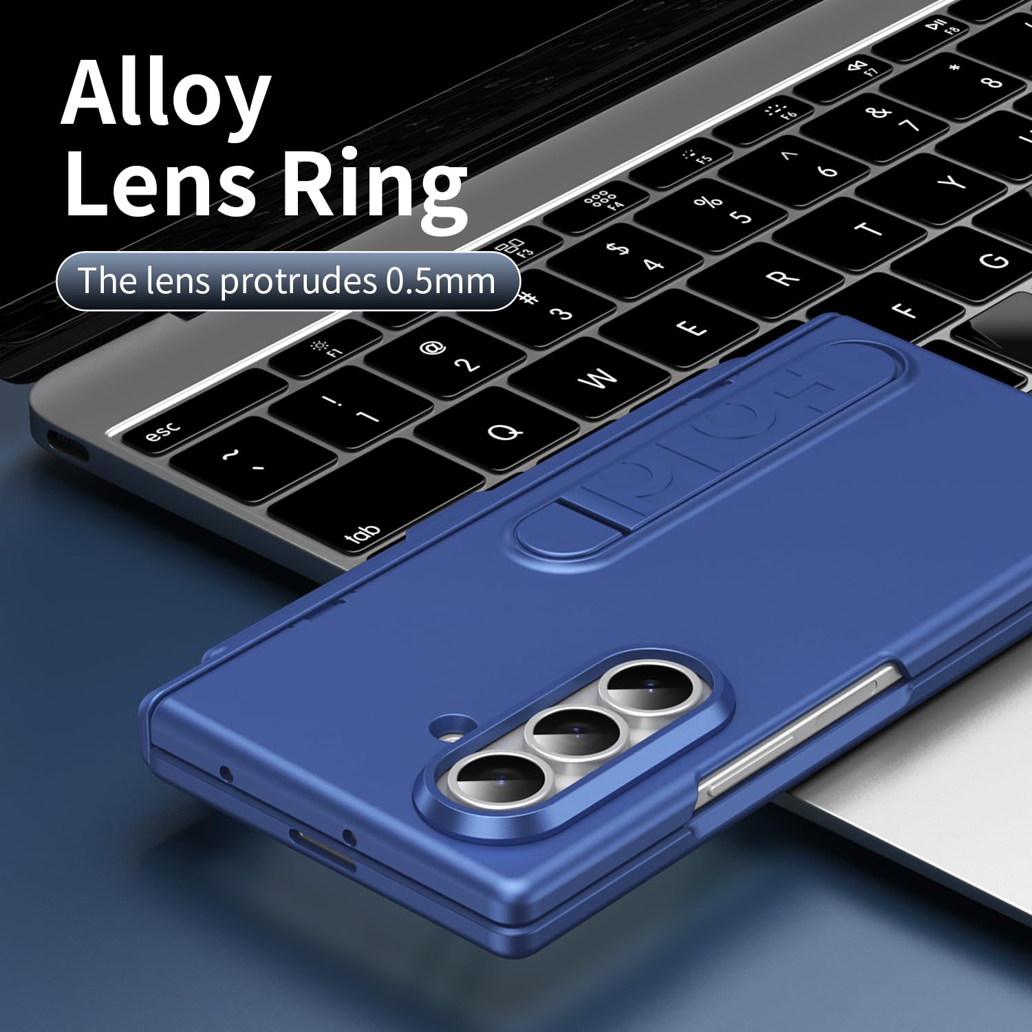 Custodia per Galaxy Z Fold 7 con supporto, protezione per lo schermo frontale, slot per S Pen, protezione per cerniera, custodia per Samsung Galaxy Z Fold7 con penna stilo-Blu scuro