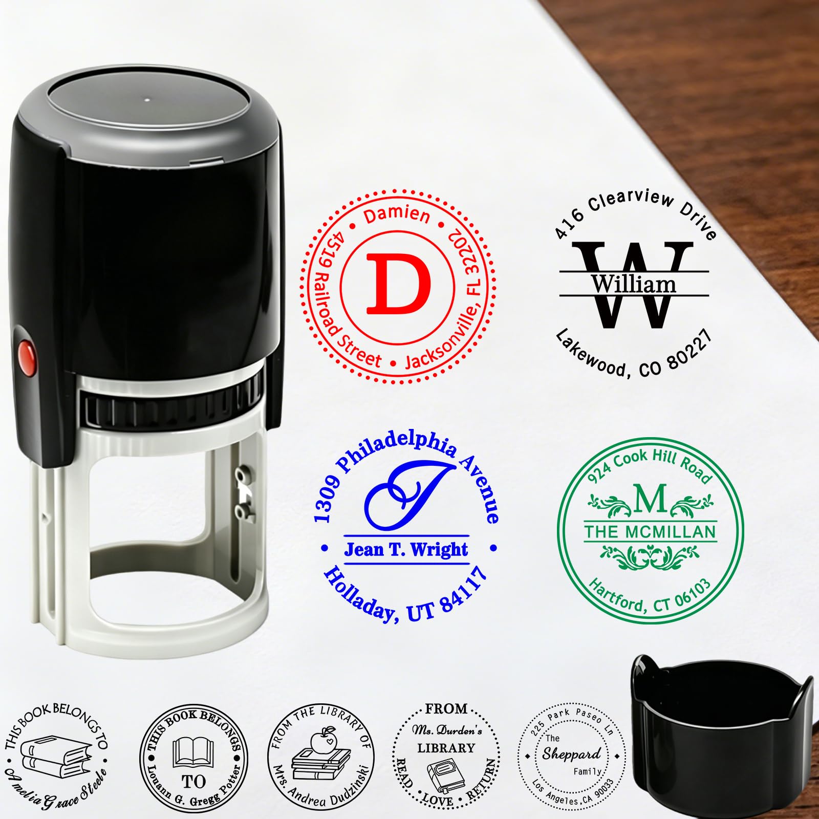 Sastridft Custom Self-Inking Stamp Personalizsed Rubber Stamps Maker for Business Logo, Return Address & Name Signature, Clear Long-Lasting Ink Stamper
