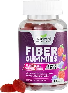 Fiber Gummies for Adults, Sugar Free Daily Prebiotic Fiber Supplement & Digestive Health Support - Supports Regularity & Digestive Health, Nature's Plant Based, Non-GMO, Berry Flavor - 60 Gummies