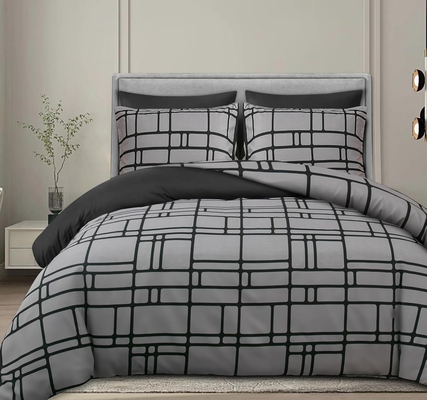 Pamposh 3 Pcs Single Duvet Cover Set with Matching Black Single Fitted Sheet 40 cm Extra Deep Pocket - UltraSoft Breathable Premium Microfibre Reversible Quilt Cover Bedding Set For All Seasons — view 17