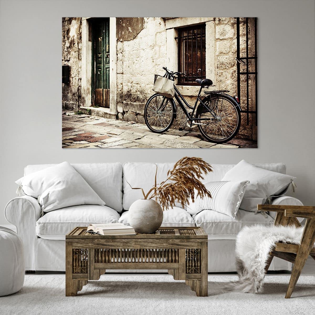 Cuadros Decoracion Salon Rosa Bicicleta Vintage Lienzos Decorativos 65x120cm Cuadro Sobre Lienzo Moderno Vertical Dormitorio Cocina Cuadros Pared Imágenes Wall Art Prints Decor Grande PA65x120-4471