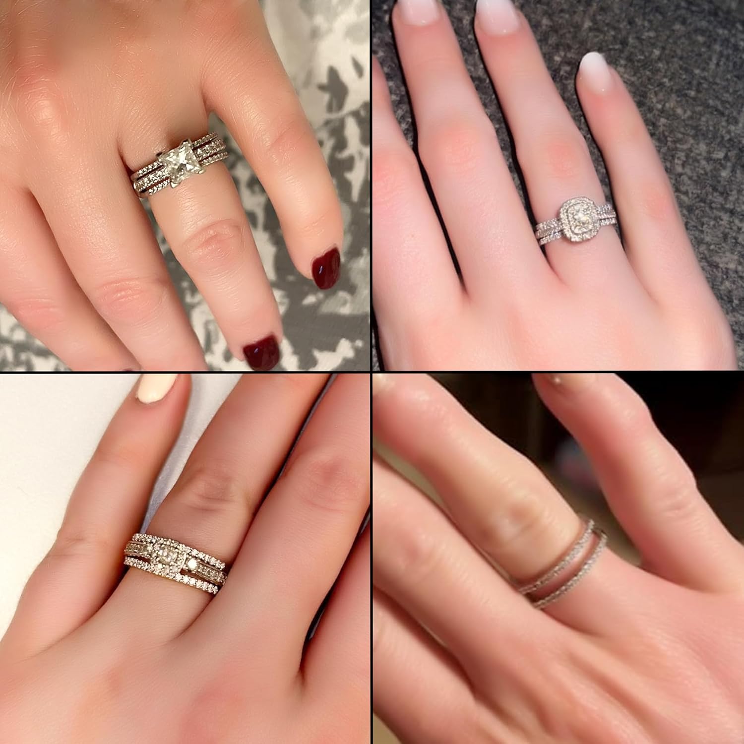 AFFY Round Cut White Cubic Zirconia Enhancer Guard Ring for Women – 14K Gold Over Sterling Silver Double Band Ring Wrap for Engagement & Wedding Rings - Image 2