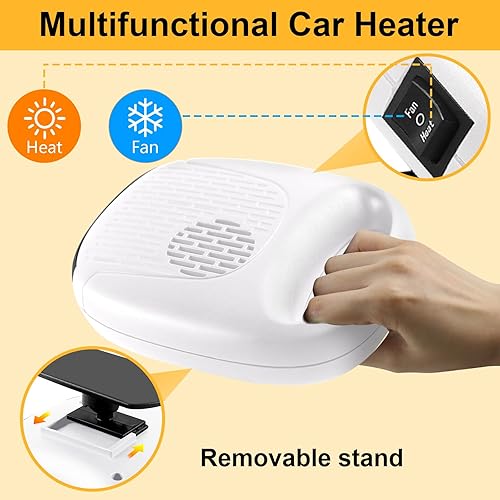 Miniatura 4 de Calentador de coche, desempañador portátil de 12 voltios que se conecta al encendedor de cigarrillos, ventilador de calefacción de parabrisas de