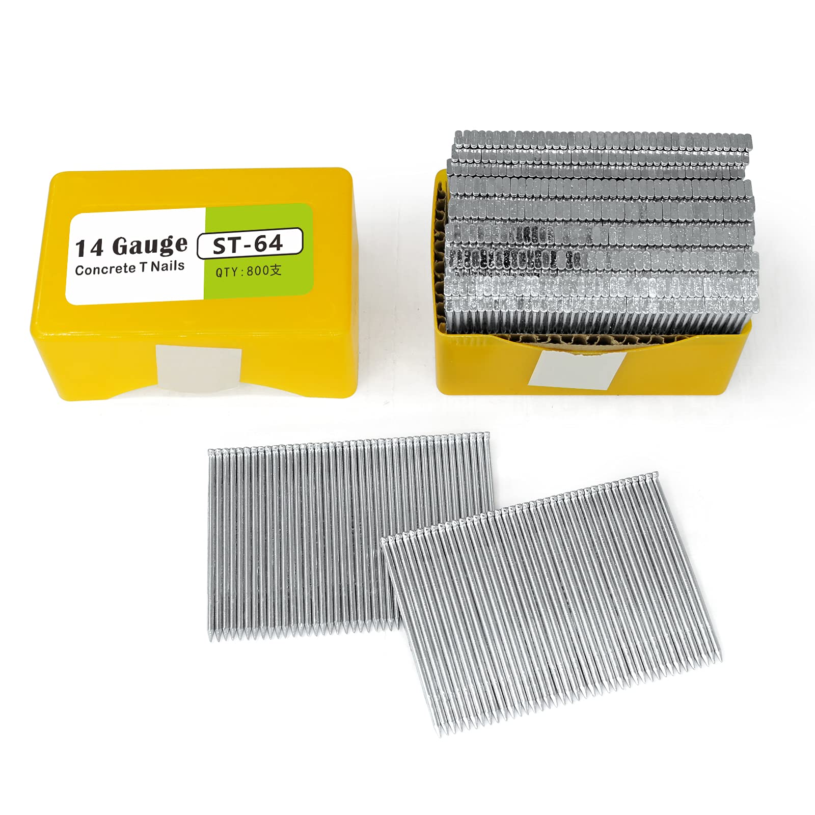 KIMSING 14 Gauge 2-1/2'' Length (64 mm) Concrete Nails 800 PCS/BOX, Concrete T-Nails for Concrete Nailers Smooth Shank