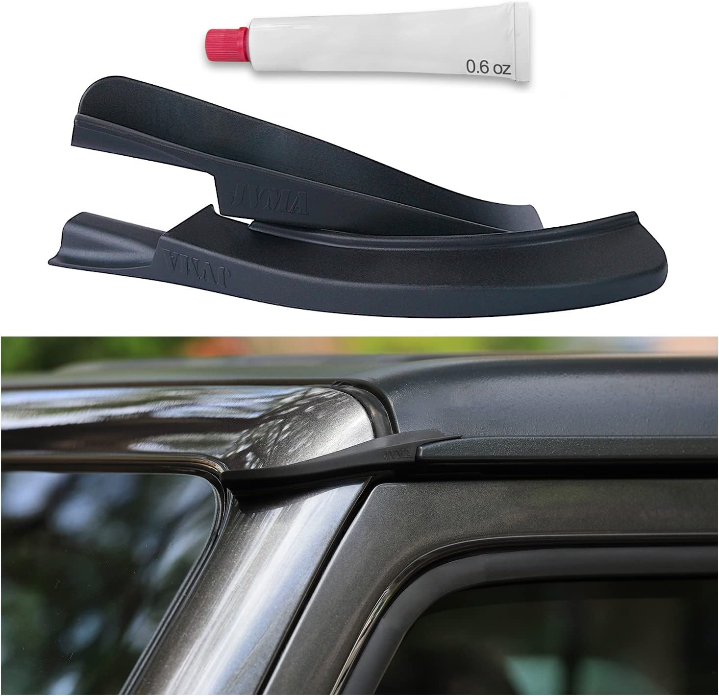 JVMA Hardtop Rain Gutter Extensions Rooftop Rainwater Deflector for Jeep Wrangler JL JLU Accesssories 2018-2024 and Gladiator JT Exterior Accessory (US Patented)