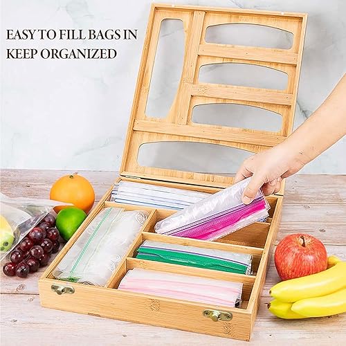 Miniatura 5 de Organizador de almacenamiento de bolsas para cajón de cocina organizador de almacenamiento de bolsas con cremallera compatible con bolsas de galón