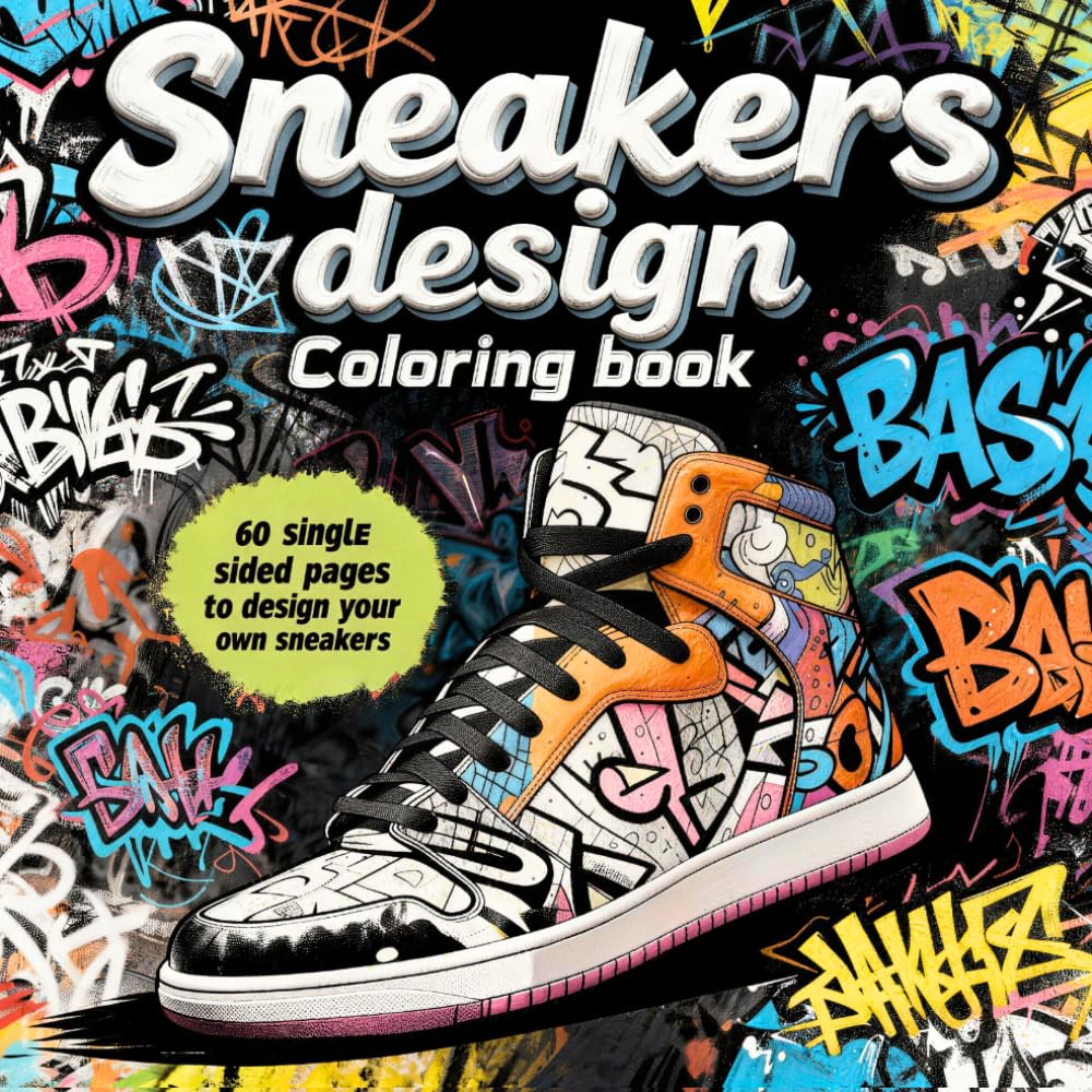 Sneakers Design Coloring Book: 60 Unique Streetwear & Basketball Shoe Illustrations for Adults, Teens, and Sneakerheads to Color and Design Their Own Kicks