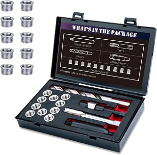 M12X1.5 Thread Repair Kit with Insert HSS Drill, Tap, Counterbore, Installation Driver, Metric, 10PCS Stainless Steel Insert M12X1.5X9.2MM