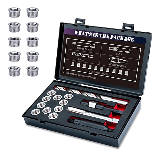M12X1.5 Thread Repair Kit with Insert HSS Drill, Tap, Counterbore,