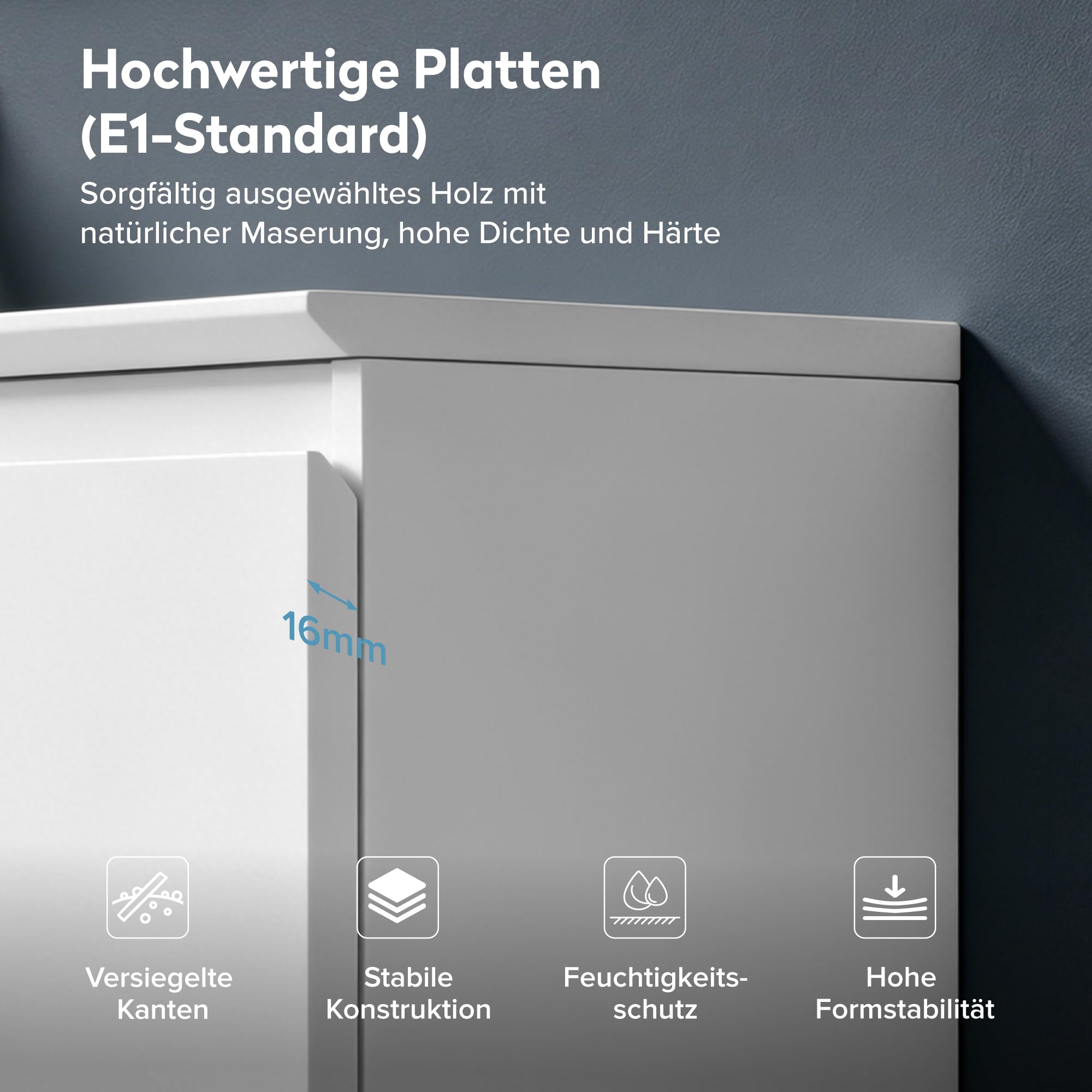 doporro Mobile Bagno Sospeso 150 cm con Lavabo Integrato – Design Moderno in Bianco Opaco con Mensola e Ampi Cassetti