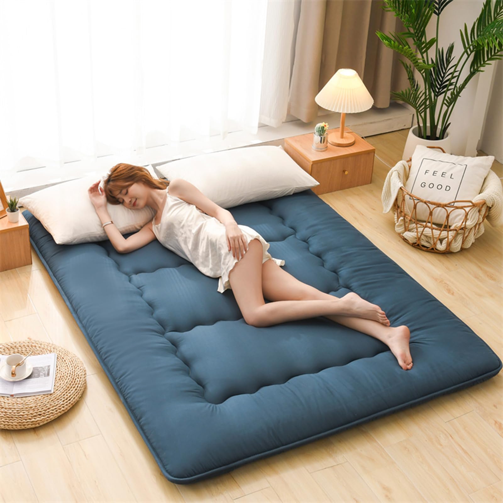Materasso da Pavimento Singolo/Matrimoniale 90X190/200,100X200,120X190/200,150X190/200 Tatami Futon Pieghevole Materasso Giapponese da Pavime Materassini da Terra Materassino Arrotolabile(Size:120x190