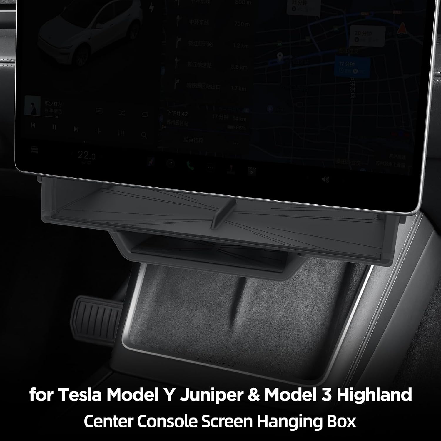 LUCKEASY Under Screen Hanging Box for Tesla Model Y Juniper image 2