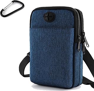 LUYING スマホバッグ 多機能 ミニ 大容量サムコス スマホバッグ バッグ 携帯入斜め掛け れ パスポートケース スキミングトラベル れれ ショルダー付 斜め掛け 小物入れ お洒落 防水 旅行 首掛け 首下げ (ダークブルー)