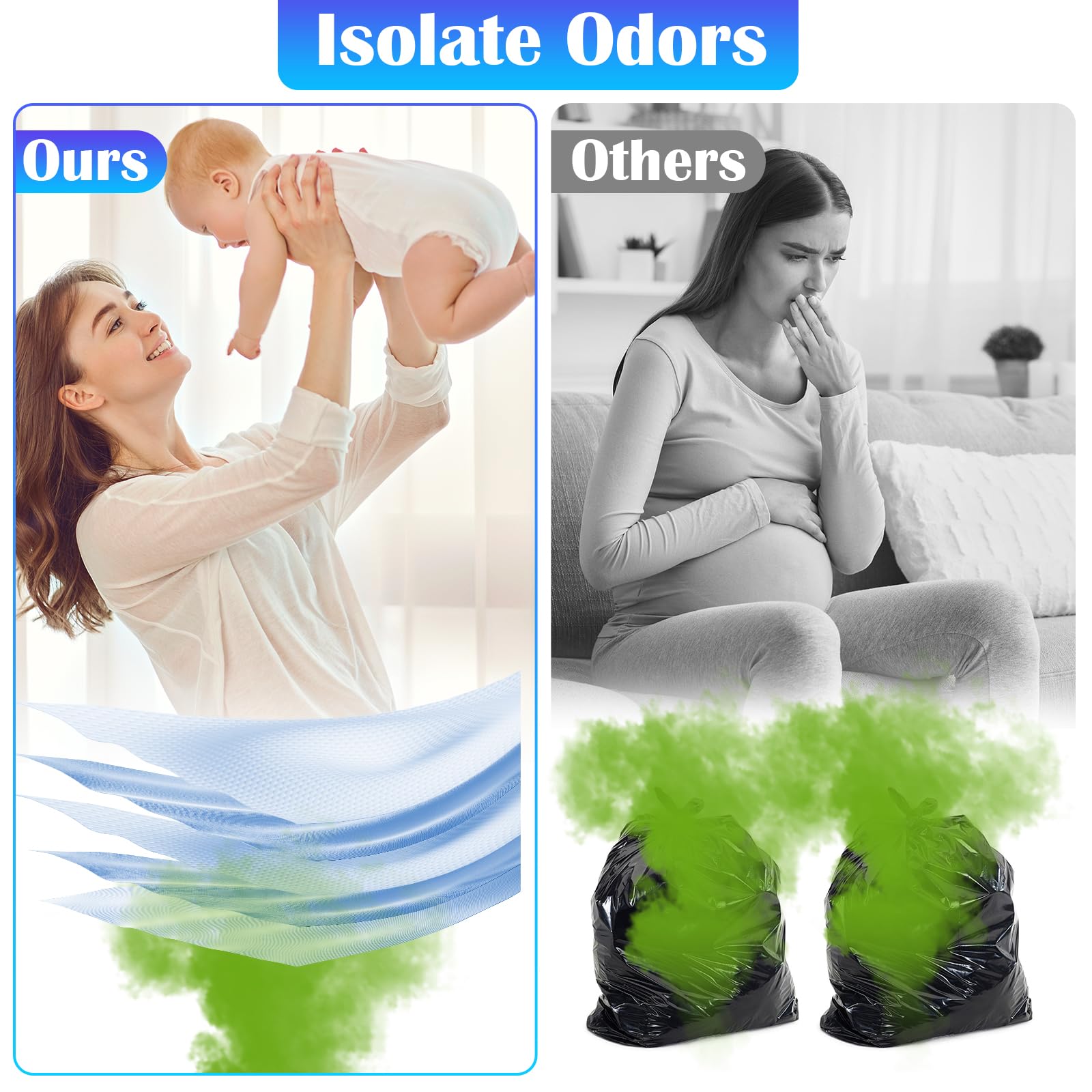 20 Pièces Recharge Poubelle a Couche, 4.5M Sac Poubelle Universelles Grande Capacité, Résistance Anti-odeur, Compatible avec Bebe Chats Poubelle Couche Tommee Tippee, Angelcare