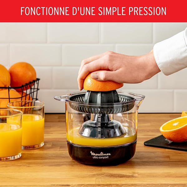 Moulinex Presse-agrume électrique, Double rotation, Capacité 0.45 L, Ultra Compact, Noir PC120870 - 3