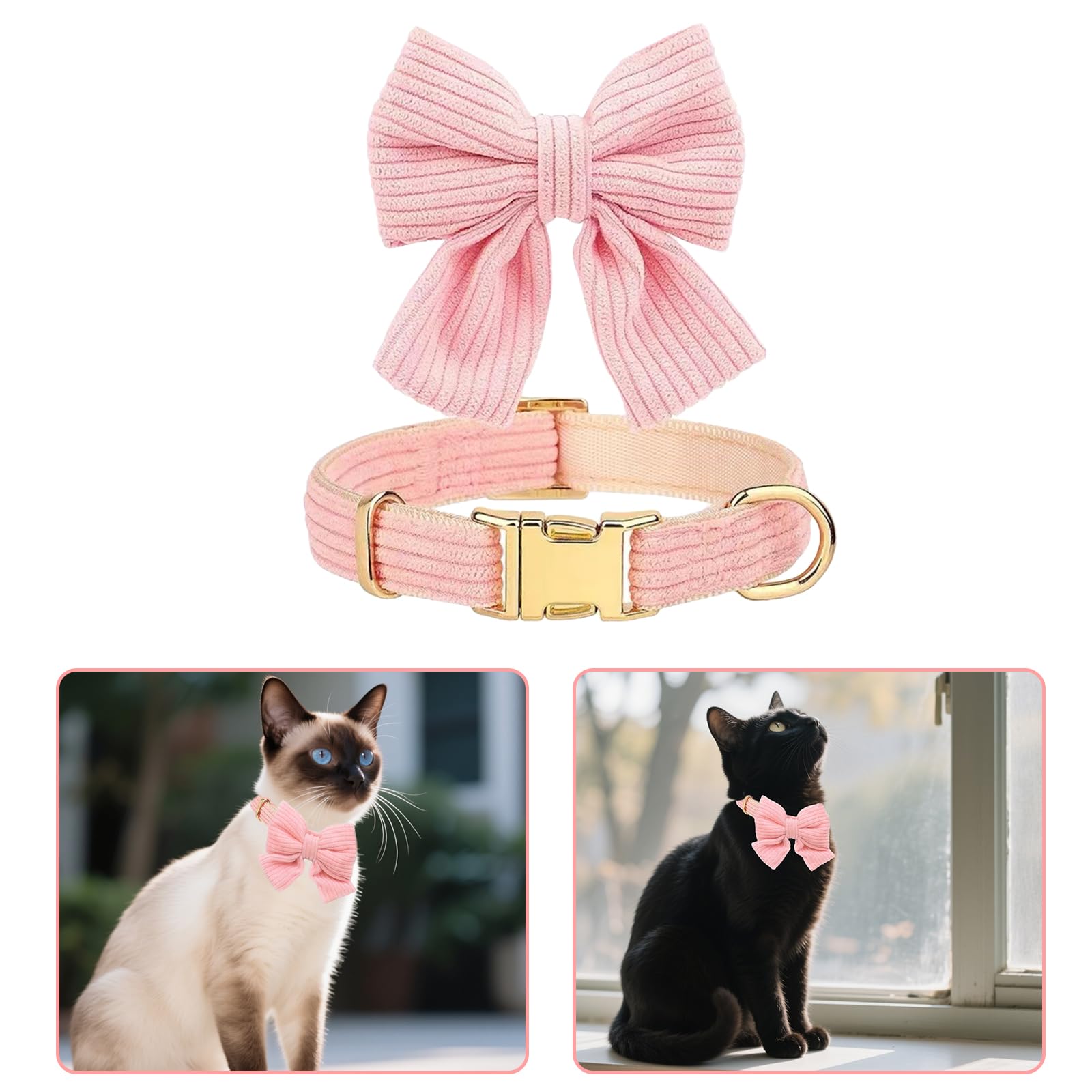 Cute Dog Bowtie Collar Adjustable Cotton Soft Collar Removable bow for Small Medium Dogs Wedding Party - Image 3