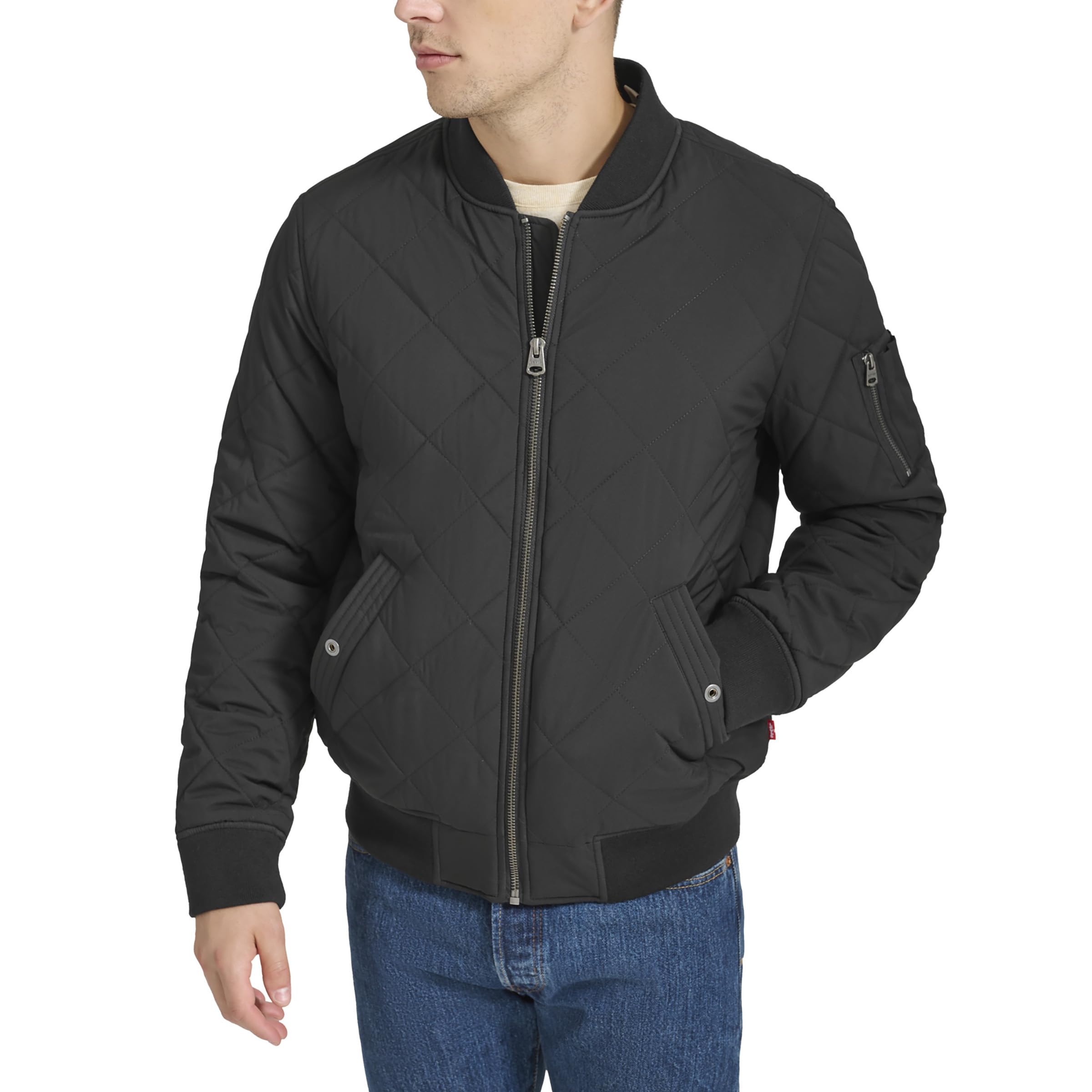 Levi's Men's Diamond Quilted Bomber Jacket, Black, M