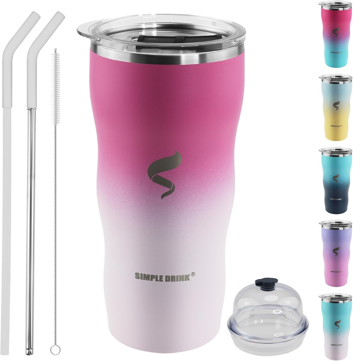 20Oz Insulated Tumbler With Straw And Lid,Stainless Steel Coffee Cup, Double Wall Vacuum Travel Mug,Spill proof Iced Coffee Tumbler, Mom tumbler, White Red Tumbler