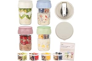 SOLIGT 4 Pack Overnight Oats Containers with Lids for Reusable Yogurt Parfait Cups