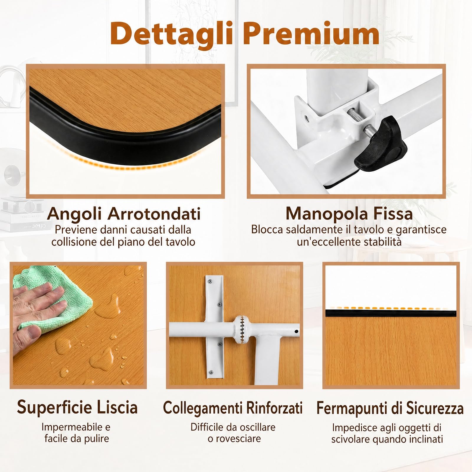 COSTWAY Tavolino Serviletto, Tavolino da Letto e Divano con Ruote (Naturale)