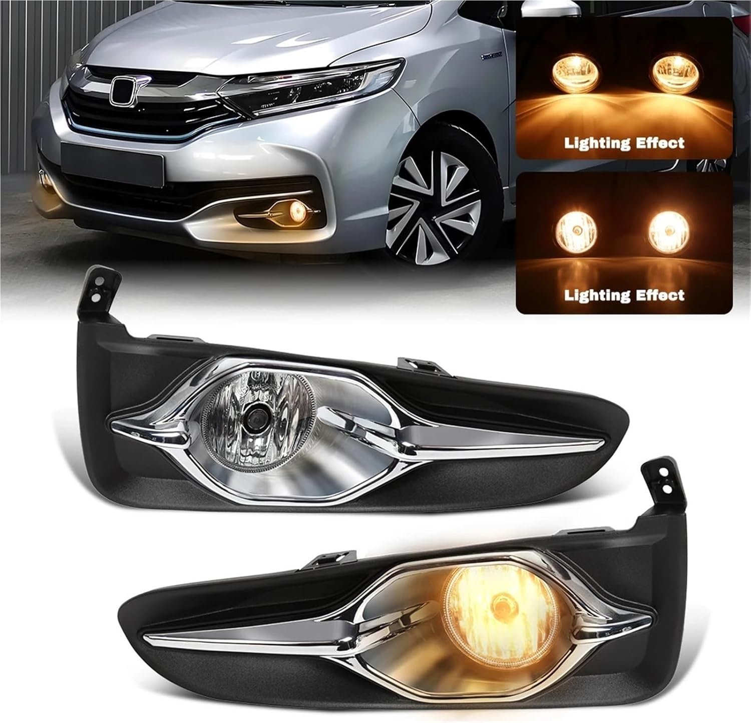 LED Fog Lamp Daytime Running Light Car Front Bumper Foglight with Wiring Harness Kit 12V Compatible for Honda Fit Shuttle 2017-2019