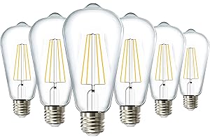 6 Pack Vintage LED 60W Edison ST64 Bulbs