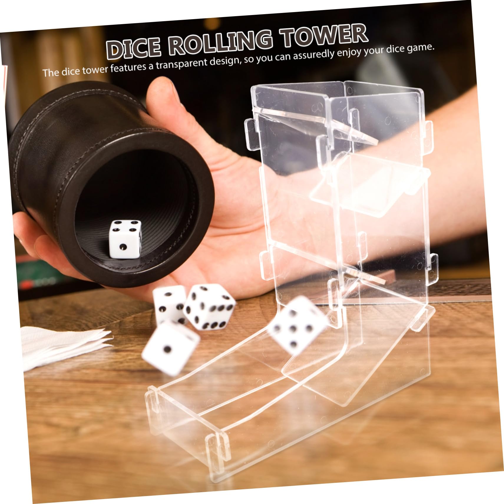Tour à Dés Portable en Acrylique pour Jeux de Société, 1 Pièce