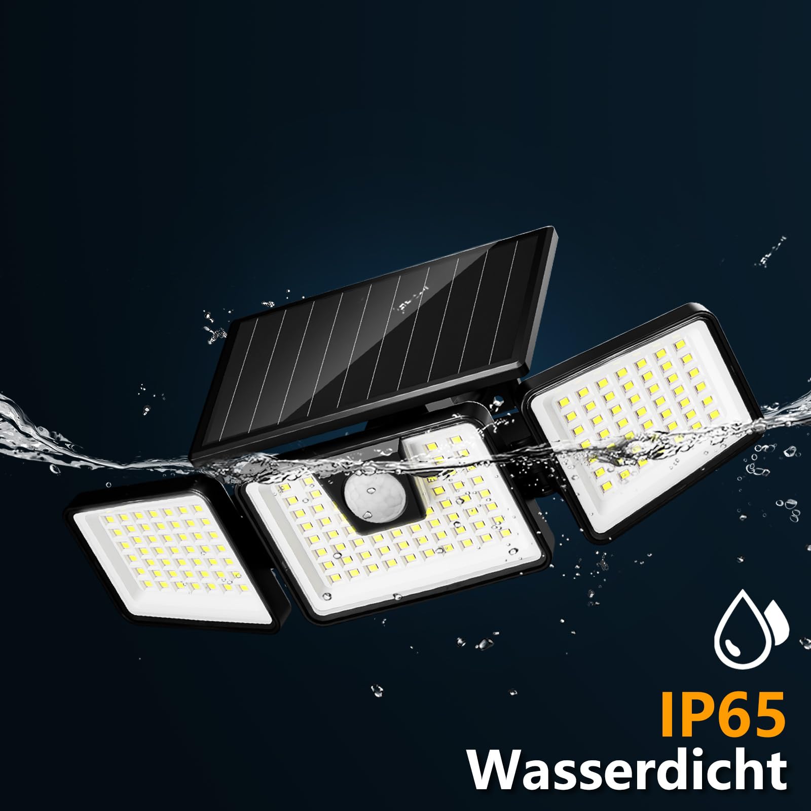 FLOWood Lampes solaires156LED pour extérieur, lampes solaires rotatives à 360° pour extérieur avec détecteur, étanche IP65, angle d'éclairage de 270°, applique murale solaire d'extérieur, lot de 2