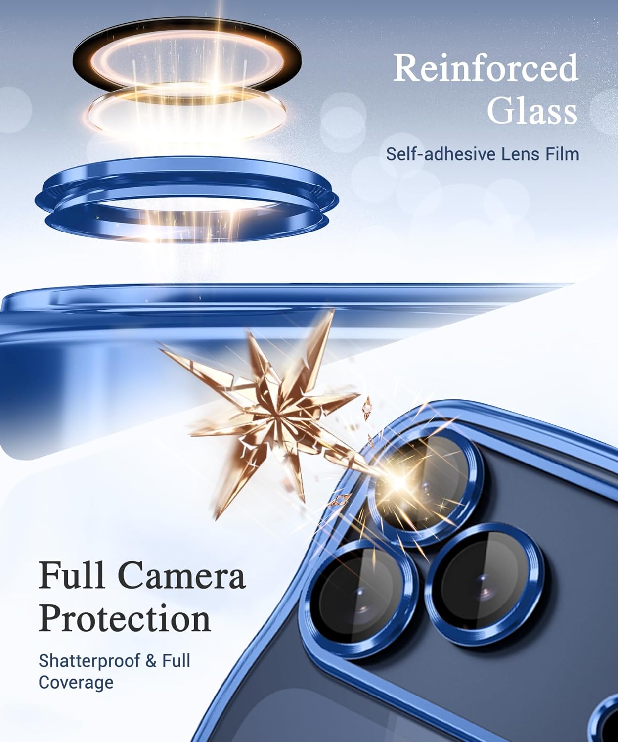 GVIEWIN for iPhone 17 Pro Max Case [Compatible with MagSafe][Upgraded Full Camera Protection][Cute Wave Frame] Glossy Slim Shockproof Protective Magnetic Phone Case for 17 Pro Max 6.9'', Clear/Blue - Image 6