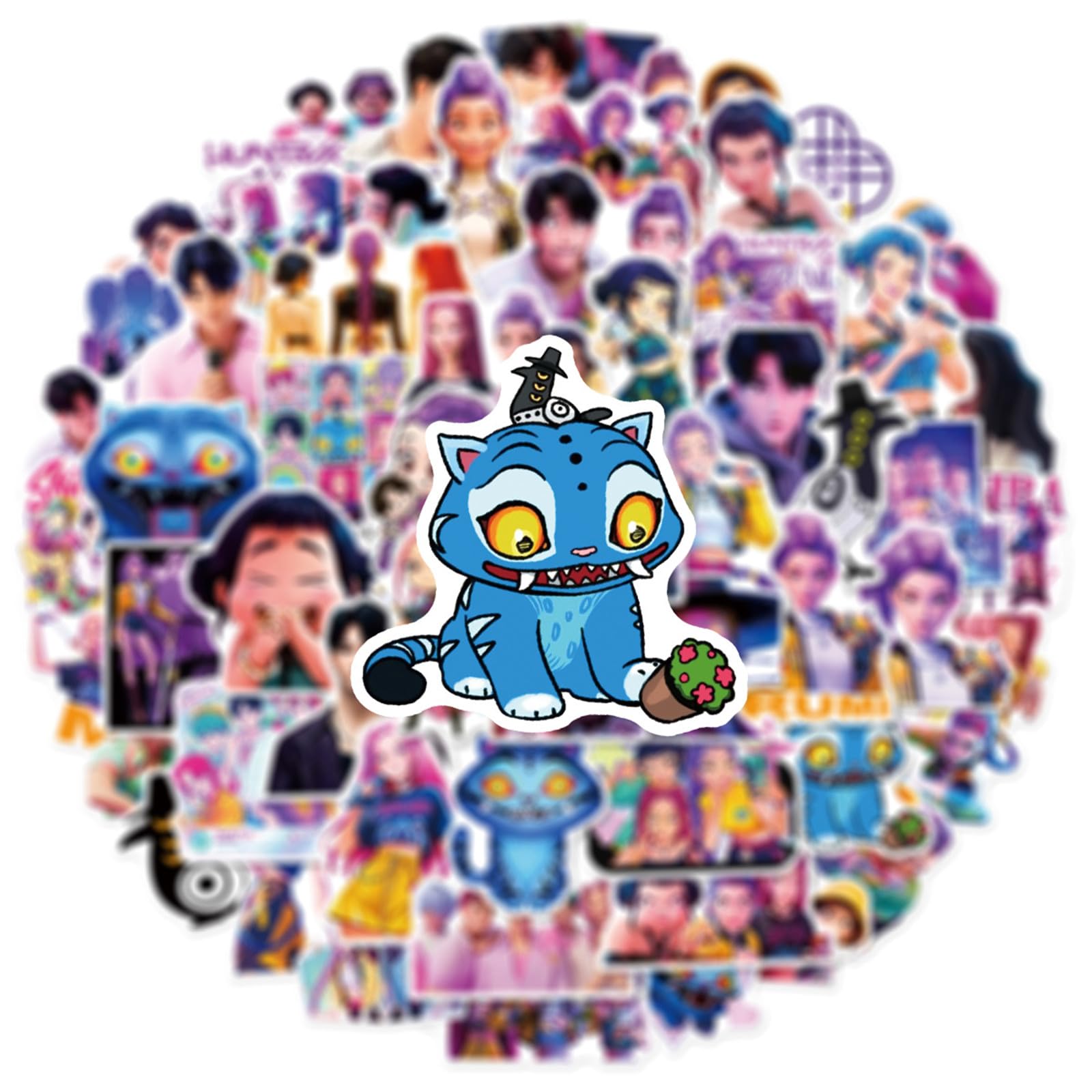 60Pcs Cute Demon Movie Hunters Stickers Cool Stickers, Vinyl Waterproof Character Sticker for Laptop, Guitar, Water Bottle, Birthday Gifts for Girls, Kids, Teens (60) — view 6